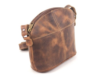 Leather shoulder bag handmade design natural tan beige brown cross body satchel vintage saddle handbag purse
