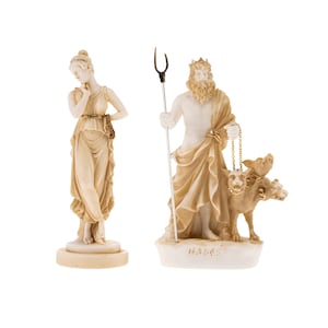 Set of Persephone Goddess and Pluto Hades Lord of the Underworld Statue Gold Tone 6.29in(16cm)
