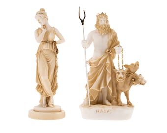 Conjunto de la diosa Perséfone y Plutón, Hades, Señor del Inframundo, estatua en tono dorado de 16 cm (6,29 pulgadas)