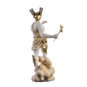 Hermes mercury god zeus son roman statue alabaster gold tone 9" 23cm image 6