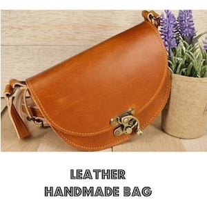 Umhängetasche aus Leder natur beige vintage braun handmade cross body Sattel vintage weinrot Handtasche Handtasche