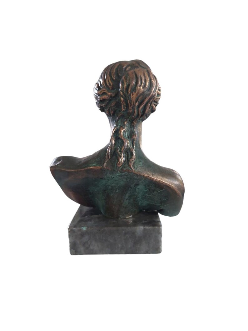 Aphrodite Venus Goddess Bronze Bust Sculpture With Marble Base Ancient