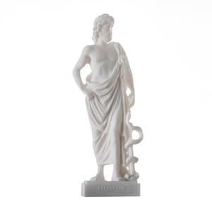 Asclepius greek god of medicine alabaster handmade museum copy statue 9&quot; 23cm