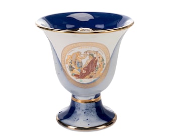 Taza de la Justicia de Pitágoras Dioniso Faetón Taza de Feria Pitágoras Antigua Grecia Azul Cobalto Utilizable