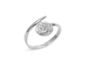 Phaistos Disc Ring Silver Adjustable Ancient Minoan Greek Coin 9mm