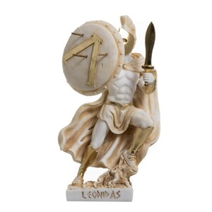 Leonidas statue greek spartan king sculpture figure alabaster gold colour 7.9"