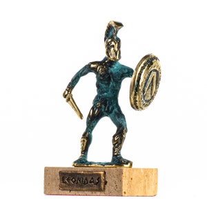 Leonidas statue greek spartan king sculpture solid bronze figure with base 5 inches