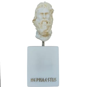 Hephaistos Gott des Feuers, Metallbearbeitung und Bildhauerkunst, 13 cm Büste, goldfarben