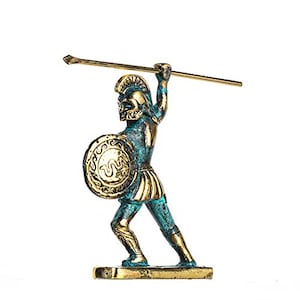 Leonidas statue greek spartan king sculpture solid bronze figure 4.2 inches