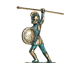 Leonidas statue greek spartan king sculpture solid bronze figure 4.2 inches