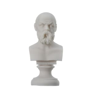 Greek philosopher socrates bust alabaster statue sculpture athens academy 5.9&quot;