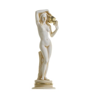 Oude Griekse godin aphrodite albasten beeld met een kruik goudtint 8,9 inch