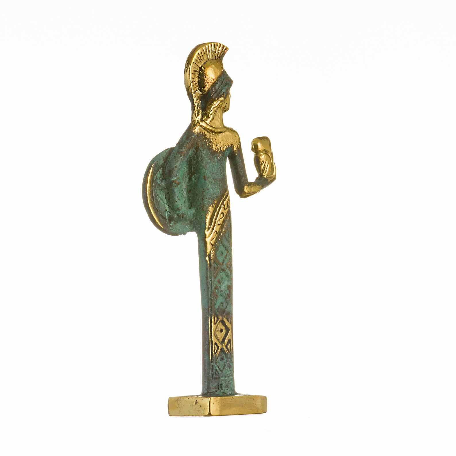 Statue D'Athéna En Albâtre Avec Hibou Et Bouclier De Méduse Doré – 27 Cm – Déesse Grecque De La Sagesse - 8