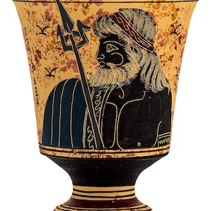 Pythagoras rättvisekopp Pythagoras rättvisa mugg Antik grekisk gud Poseidon handmålad keramik