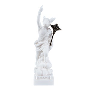 Hermes Mercury God Zeus Son Roman Statue Alabaster 7 Inches (17.78 cm)