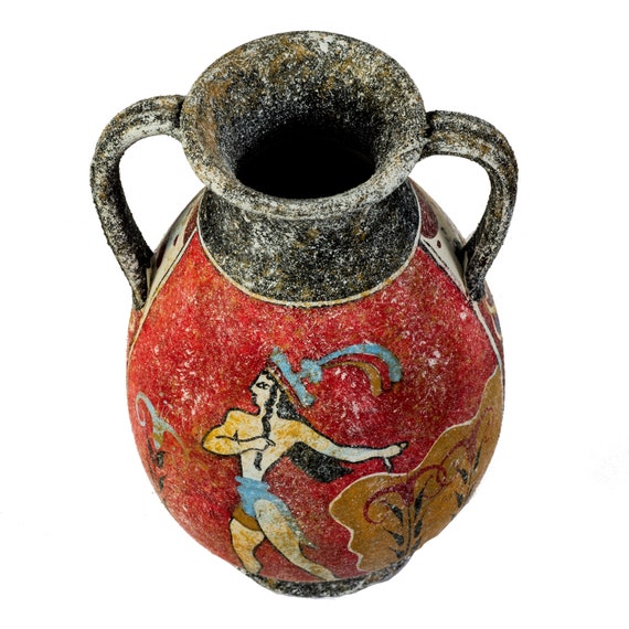 Ancient Greek Minoan Amphora Spring Handmade Ceramic Pottery Vase Medium Ancient Greek Minoan Amphora Spring Handmade Ceramic Pottery Vase Medium
