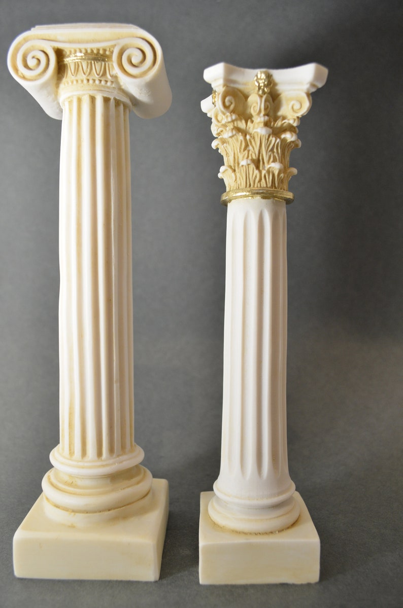 Greek Column Set Corinthian Ionic Order Aged Architecture Alabaster image 4