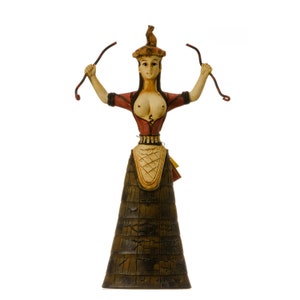 Minoan snake goddess 16th century replica cretan healer priestess statue 7.9&quot;