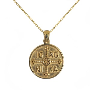 925 sterling silver christian necklace,cross saint helen & constantine,constantinato,orthodox coin medallion,cross,byzantine gold plated