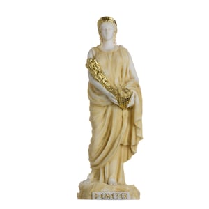 Demeter godin van de oogst en de landbouw albasten standbeeld goudkleurig 6,7"