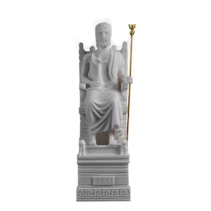 Zeus On Throne Jupiter God Greek Roman  Alabaster Statue  8.6&quot; 21cm