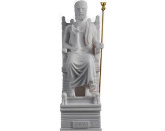 Zeus On Throne Jupiter God Greek Roman  Alabaster Statue  8.6" 21cm