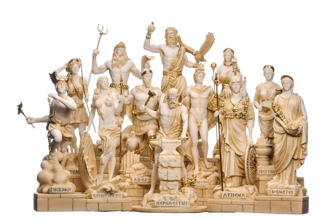 Set alle 12 olympischen Götter des Olymp Gold Ton Alabaster | Etsy