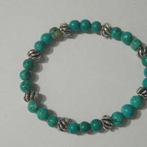 Turquoise Crystal Beads with Silver Spacers Bracelet (1854)