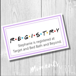 Carte de registre pour la douche nuptiale de la série télévisée Friends