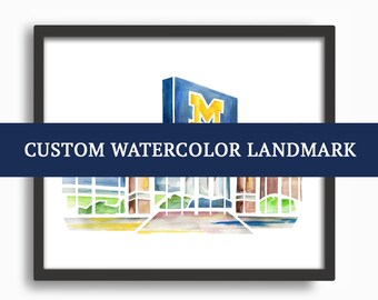 CUSTOM Watercolor Landmark