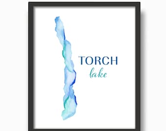 Torch Lake (MI) Watercolor Print