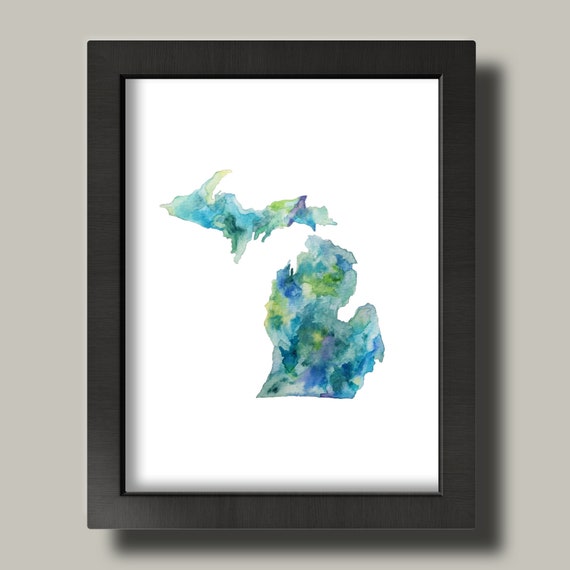 Watercolor Art &amp; Collectibles Michigan Print | Michigan Art Watercolor ...