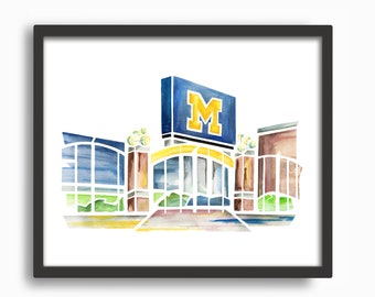 Michigan Stadium (Ann Arbor) Watercolor Print
