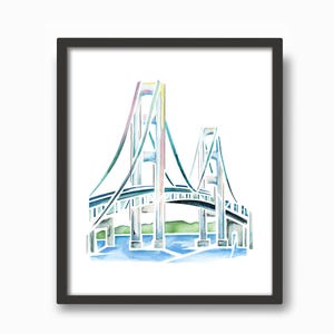 Mackinac Bridge Towers Watercolor Print