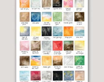 Song Lyrics Watercolor Swatches | Everywhere Everything | Singer Songwriter | Folk Music | Art Inspired by Lyrics