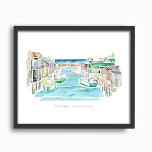 Fishtown (Leland) Watercolor Print