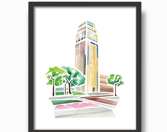 University of Michigan Burton Tower Watercolor Print