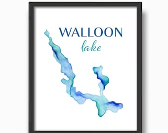 Walloon Lake (MI) Watercolor Print