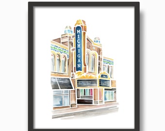Michigan Theater (Ann Arbor) Watercolor Print