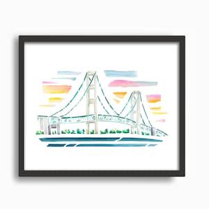Mackinac Bridge Watercolor Print