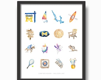 Camp Michigania/Walloon Lake (UM) Watercolor Print