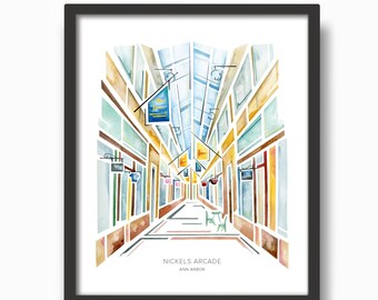 Nickels Arcade (Ann Arbor) Watercolor Print