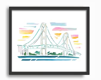 Mackinac Bridge Watercolor Print