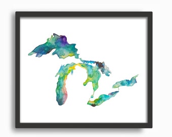 Great Lakes Watercolor Print