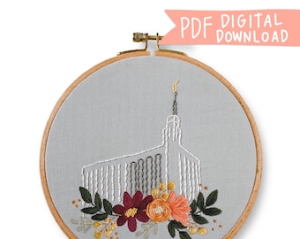 Manhattan New York LDS Temple Hand Embroidery Pattern, Digital PDF Pattern, Church of Jesus Christ Temple Embroidery, Christian Embroidery
