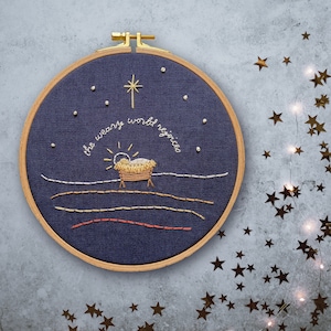 The Weary World Rejoices Hand Embroidery Pattern - Digital PDF Pattern, Christmas Embroidery Pattern, Christian Embroidery Pattern