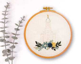 Cedar City Utah LDS Temple Hand Embroidery Pattern, Digital PDF Pattern, Church of Jesus Christ Temple Embroidery, Christian Embroidery