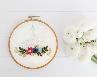 Moses Lake Washington LDS Temple Embroidery Pattern - Digital PDF Pattern, Church of Jesus Christ Temple Embroidery, Christian Embroidery