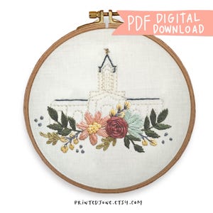 Ft Collins Colorado LDS Temple Hand Embroidery Pattern - Digital PDF Pattern, Church of Jesus Christ Temple Embroidery, Christian Embroidery
