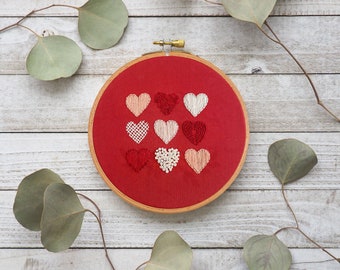 Queen of Hearts Hand Embroidery Pattern - Digital PDF Pattern, Heart Embroidery, Valentine’s Day Embroidery Pattern